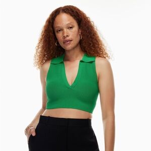 Aritzia Sculpt Knit Green Polo Tank Crop Top